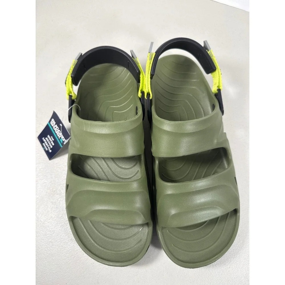 Rugged Shark Mens Water Active Sandals Olive Green Neon Yellow Floatable Size 12